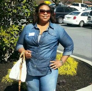 1 day only sale Plus Size Denim Chambray Shirt